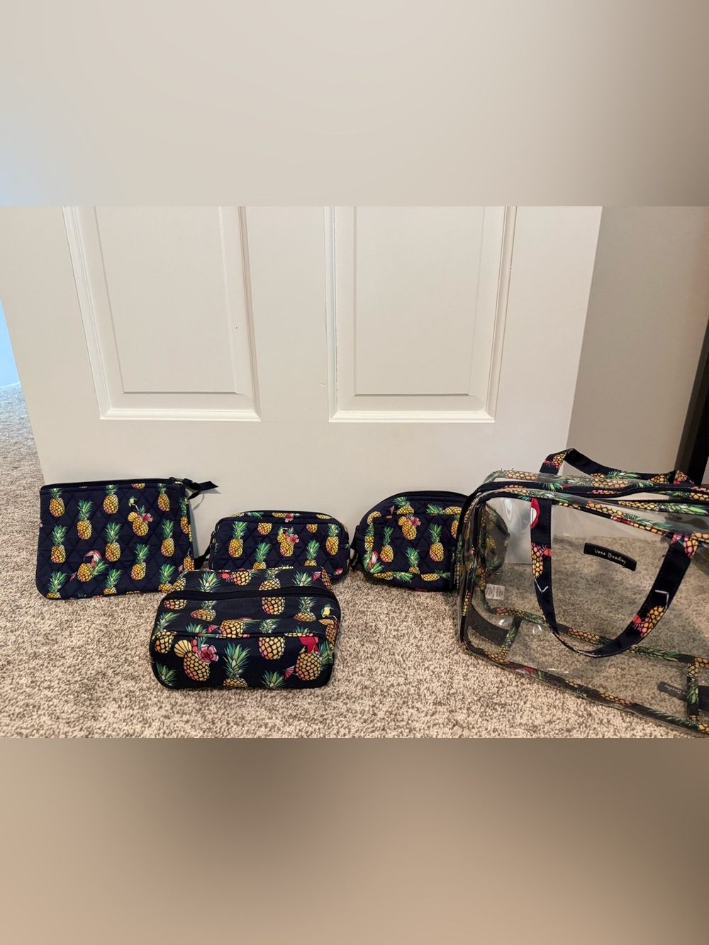 Vera Bradley Toucan Party 4 piece travel cosmetic bundle
